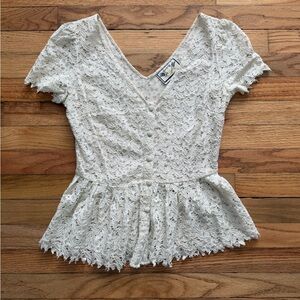 Vintage Coquette Lace Peplum Top Size Small (4)